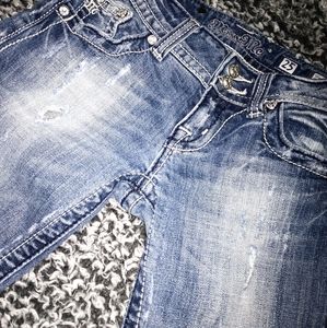 Y2K MISSME Rhinestone Ripped Jeans.